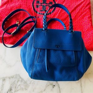 Tory Burch Bondi Blue Half Moon Satchel